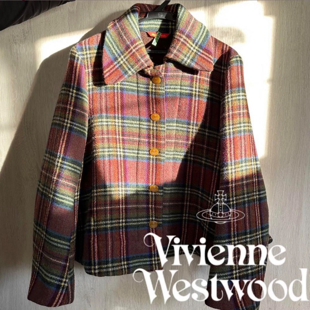 Vivienne Westwood Red and Blue Plaid Pea Coat